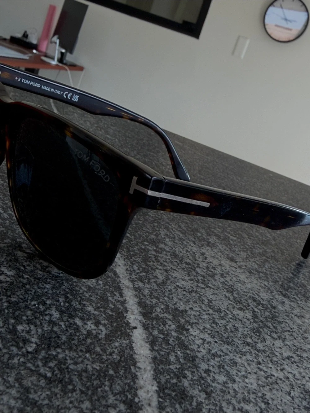 Tom Ford Men’s Tortoiseshell Sunglasses with Dark Lenses